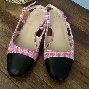 Chanel Style Tweed Captoe Flats